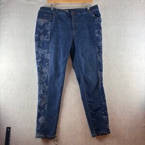 Woman Within Jeans Women's 16W Floral Side Panels Feminine Skinny Casual Comfort